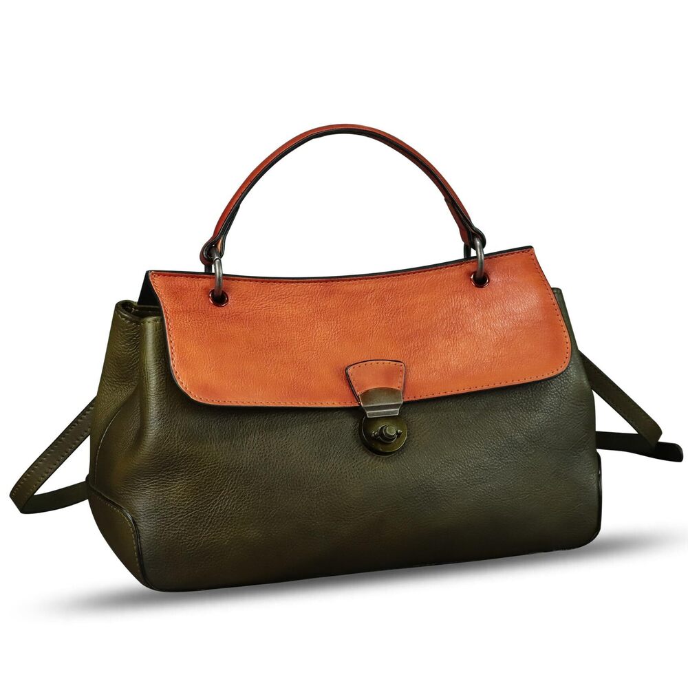 7758 Leather Handbag Satchel Retro Leather Crossbody Bag Pouch Vintage